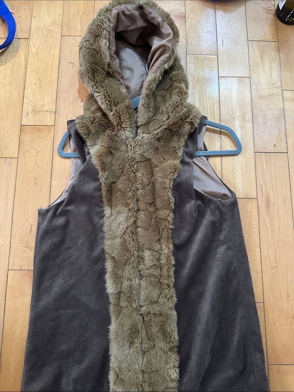 Faux Fur Trim Hooded Vest - 2000s